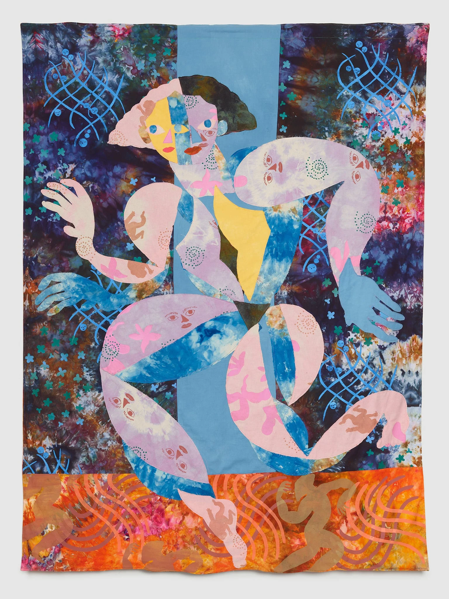 Maria A. Guzmán Capron. Brisa Corriendo, 2024. Hand dyed and screen printed fabrics and thread, 76 x 56 in. Courtesy the artist and Nazarian/Curcio.