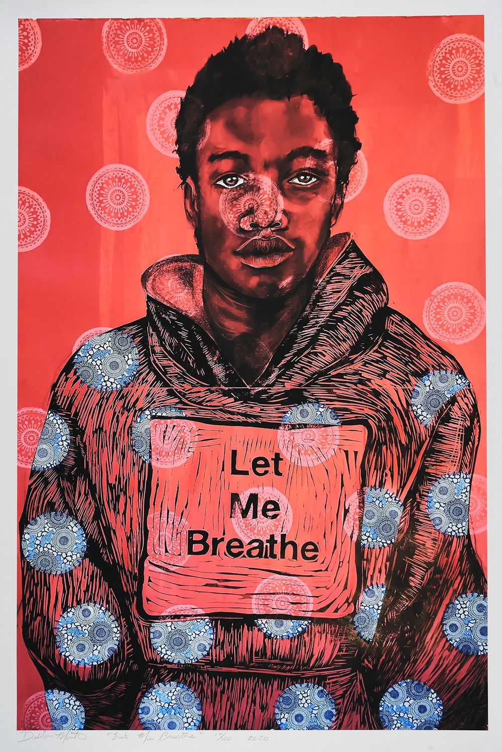 Delita Martin, “Let Me Breathe,” 2020, Relief Print, 36” x 24”, Courtesy of the Eric Key Collection, © Delita Martin